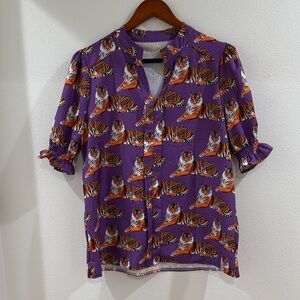 Purple Tiger Print Blouse
